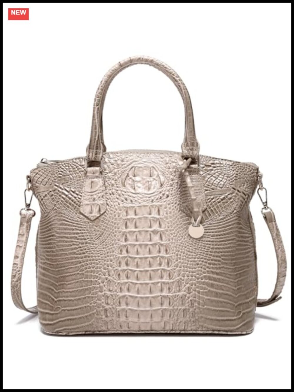 Vegan Leather Crocodile Handbag Satchel Purse with Shoulder Strap